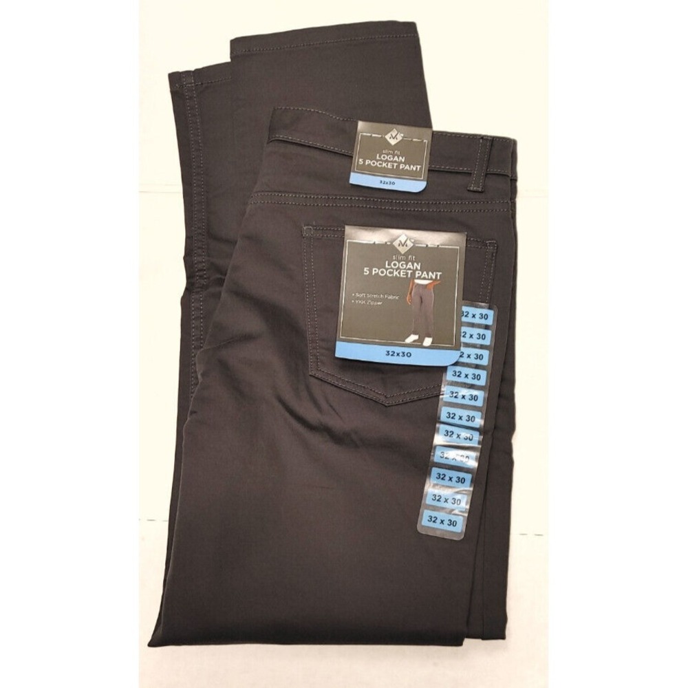 NWT Men's Charcoal Sky MEMBERS MARK Slim Fit Logan Pants 38X32